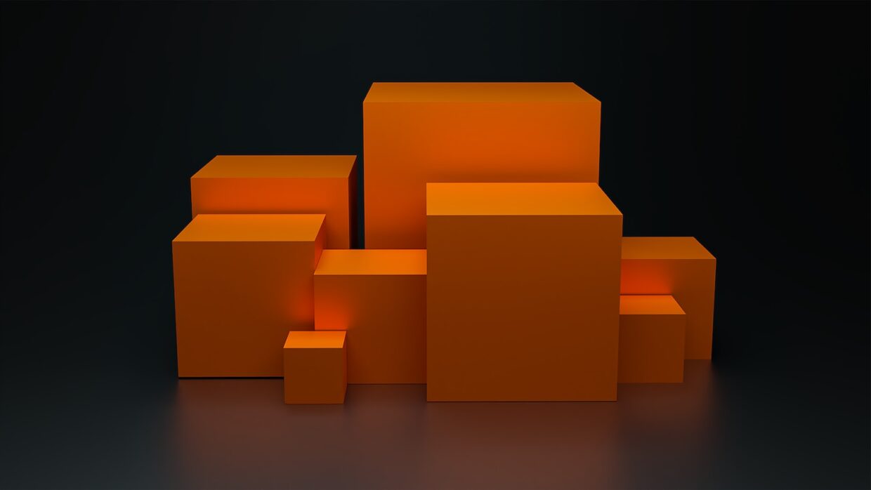 a group of orange cubes sitting on top of each other
